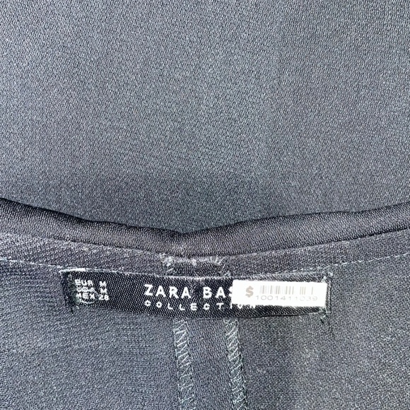 Zara Basic Cold Shoulder Spaghetti Strap Black Pullover Mini Dress Sz M - Picture 10 of 10